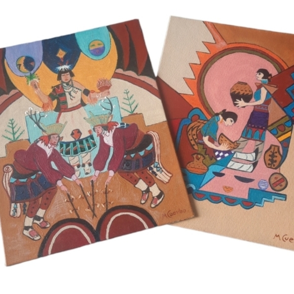 Native American Southwestern Artwork on canvas 8x10 set - Picture 1 of 8